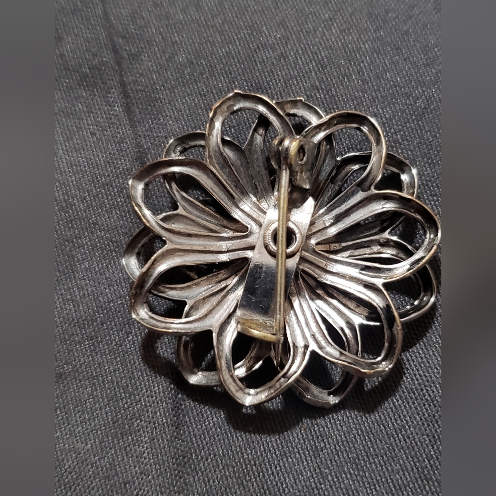 🌟 VINTAGE BROOCH LOT | 3-Piece MCM Rhinestone & Floral Statement Pins - Picture 8 of 16